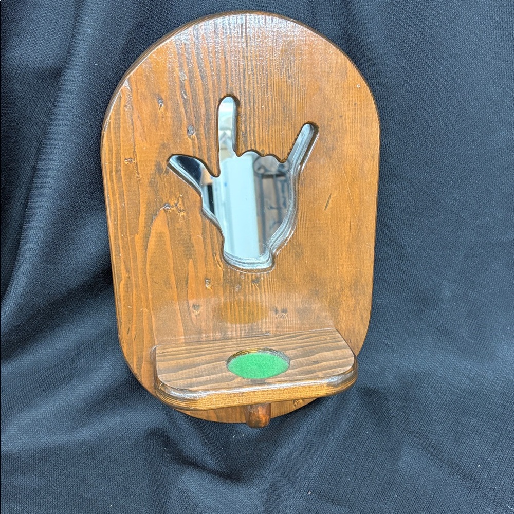 ASL “I Love You” wall shelf with mirror